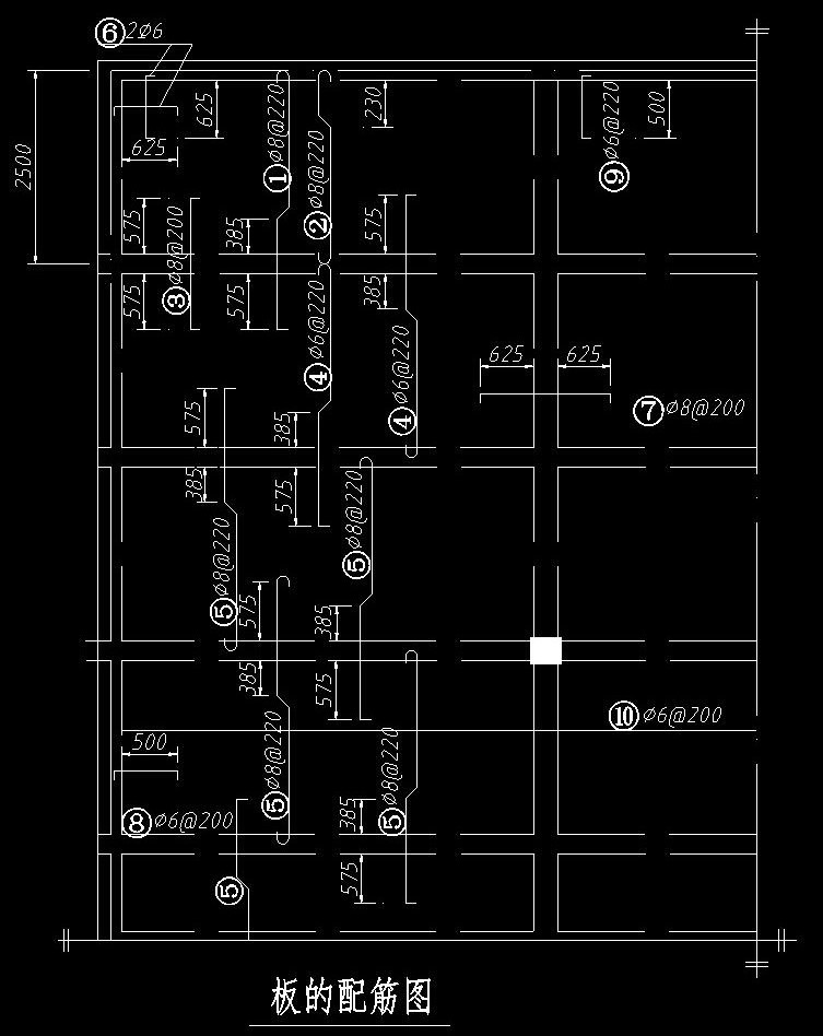 下面肋形楼盖板配筋图2